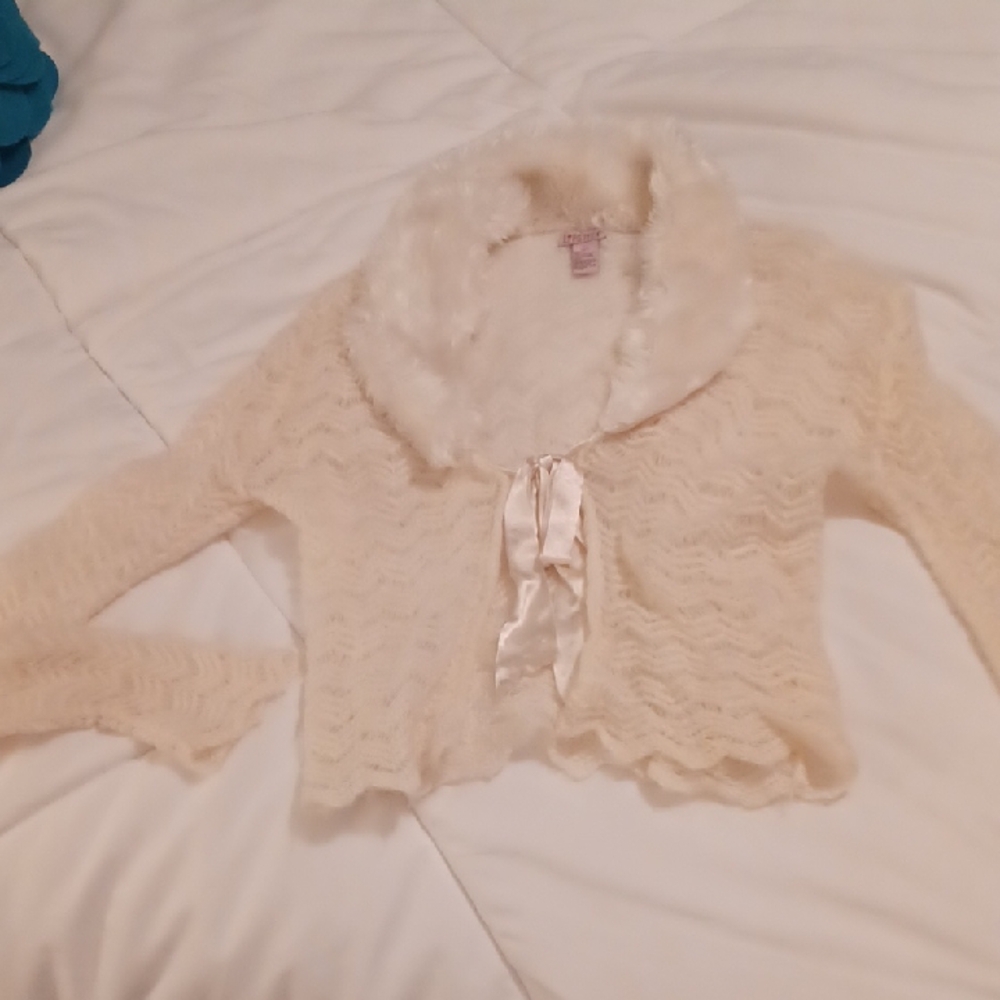 Cream Fuzzy Knit Cardigan